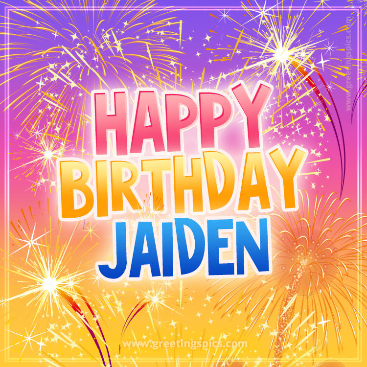 Happy Birthday Jaiden Picture with fireworks (square shape image)