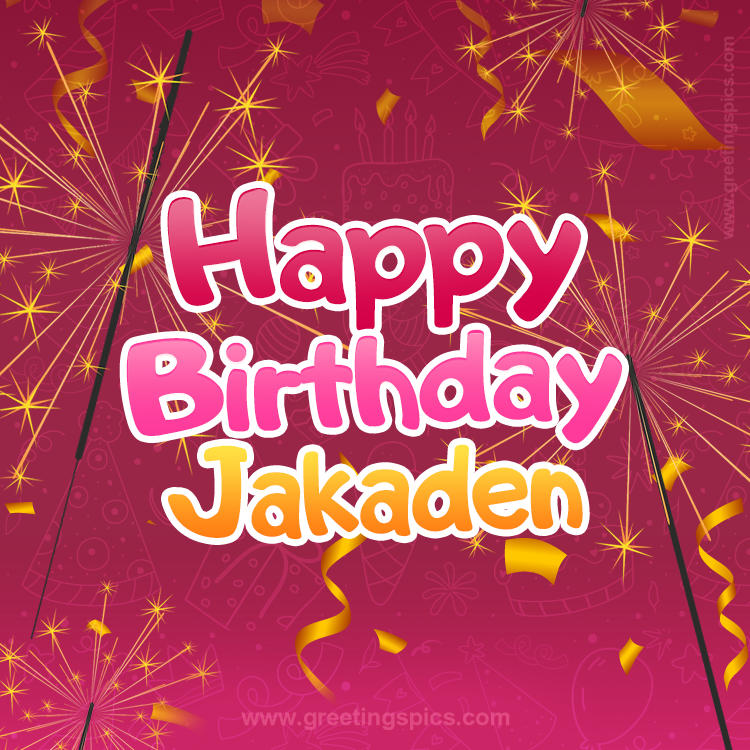 Happy Birthday Jakaden Image with sparklers (square shape image)