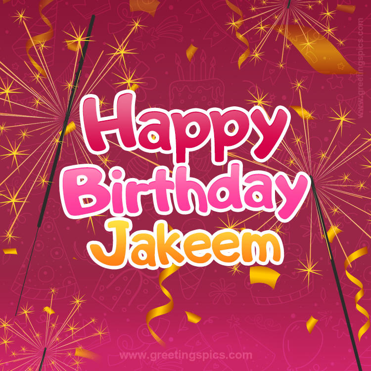 Happy Birthday Jakeem Image with sparklers (square shape image)