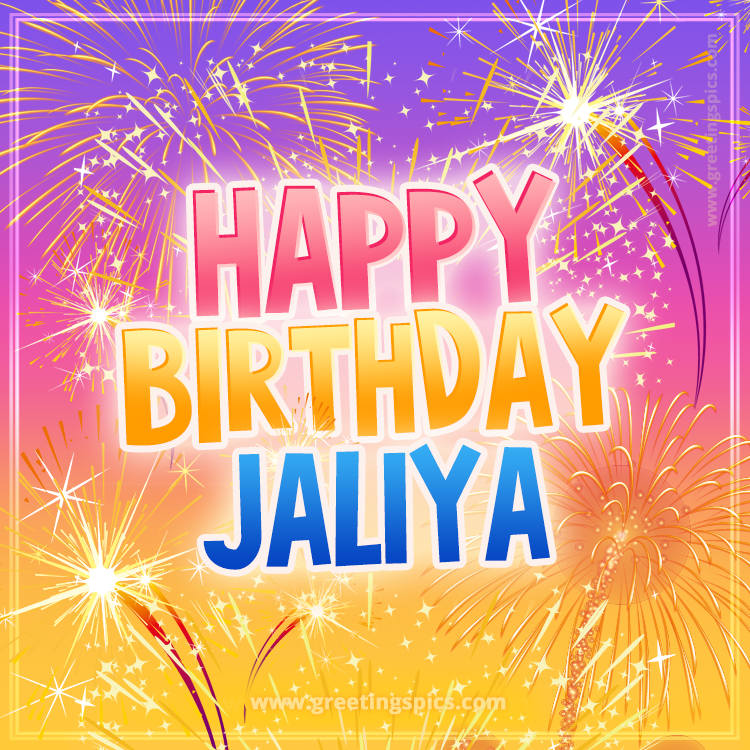 Happy Birthday Jaliya Picture with fireworks (square shape image)