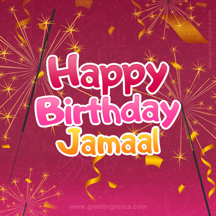 Happy Birthday Jamaal Image with sparklers (square shape image)