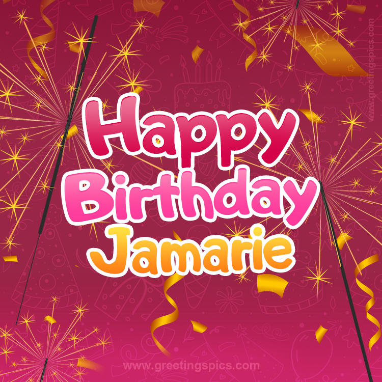 Happy Birthday Jamarie Image with sparklers (square shape image)