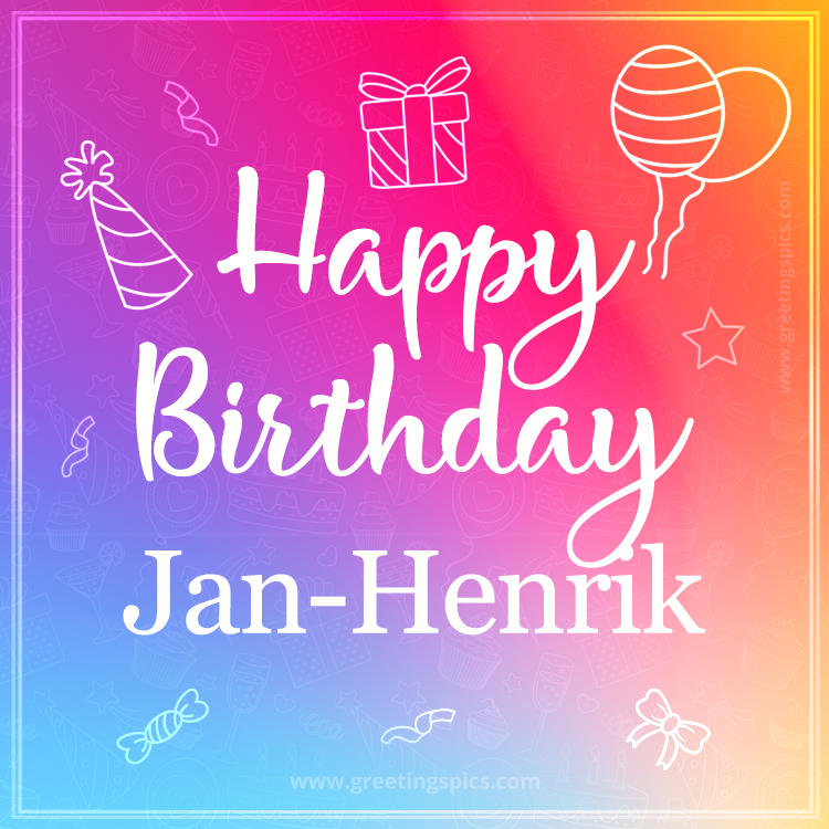 Colorful Happy Birthday Card For Jan-Henrik (square shape image)