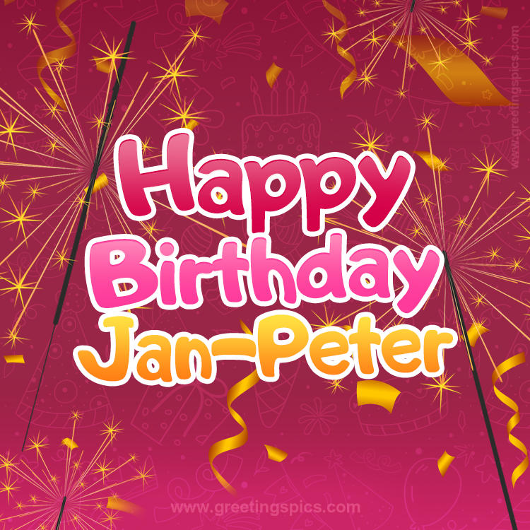 Happy Birthday Jan-Peter Image with sparklers (square shape image)