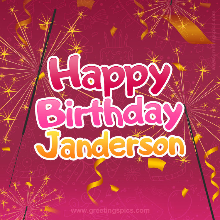 Happy Birthday Janderson Image with sparklers (square shape image)