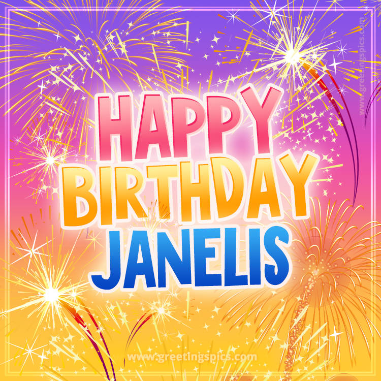 Happy Birthday Janelis Picture with fireworks (square shape image)