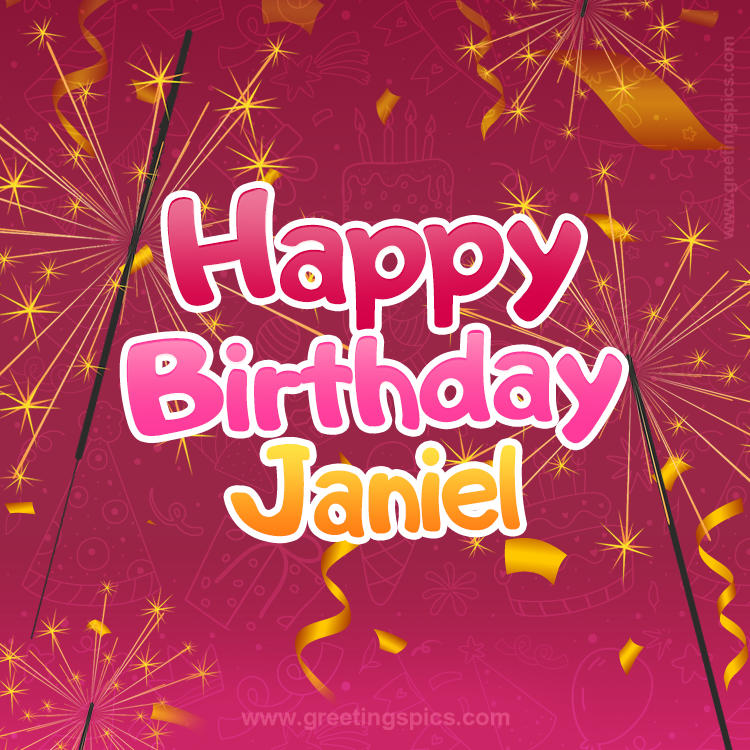 Happy Birthday Janiel Image with sparklers (square shape image)