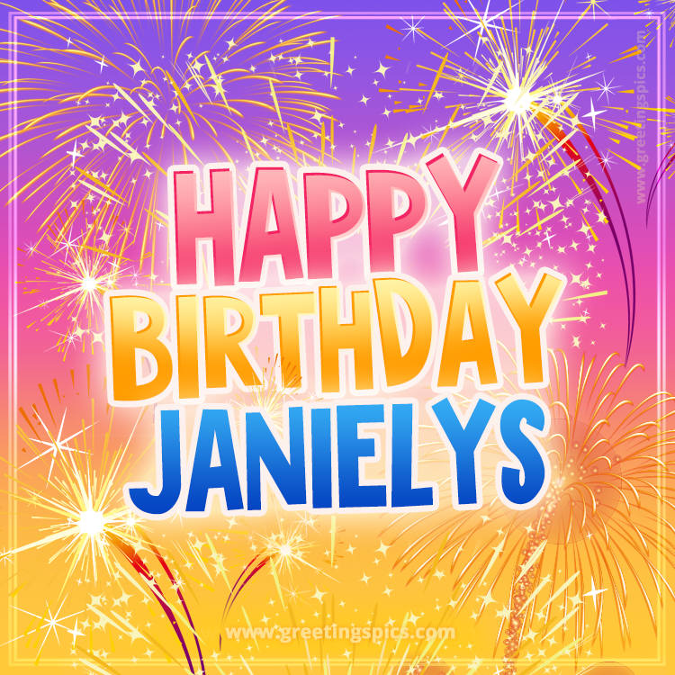 Happy Birthday Janielys Picture with fireworks (square shape image)