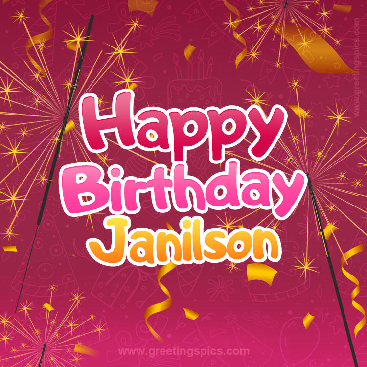 Happy Birthday Janilson Image with sparklers (square shape image)