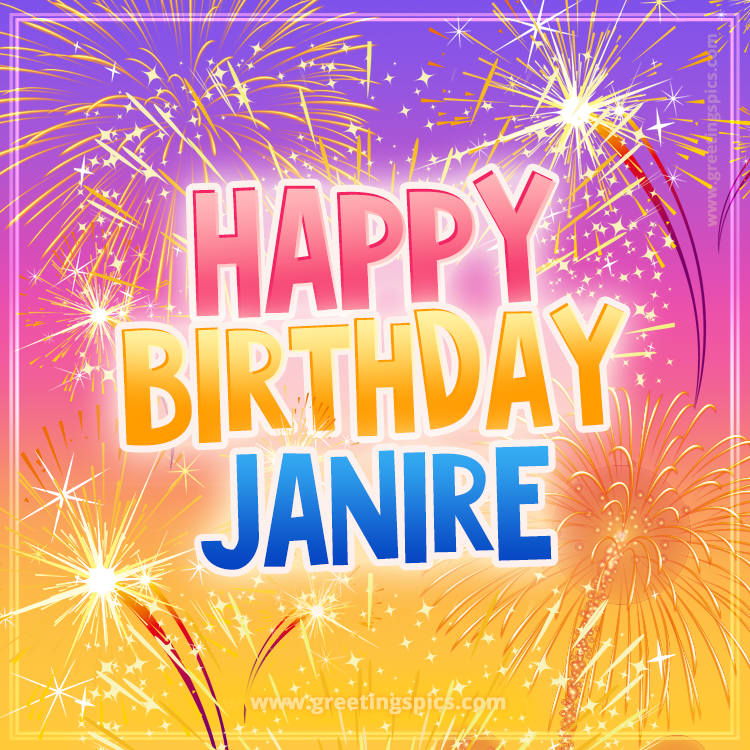 Happy Birthday Janire Picture with fireworks (square shape image)