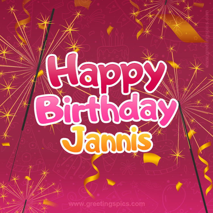 Happy Birthday Jannis Image with sparklers (square shape image)