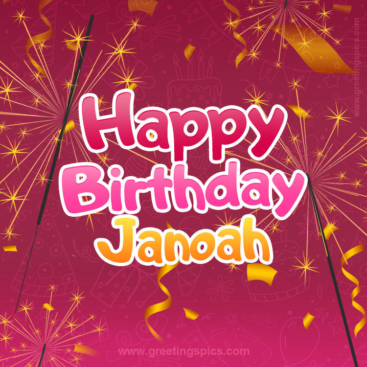 Happy Birthday Janoah Image with sparklers (square shape image)