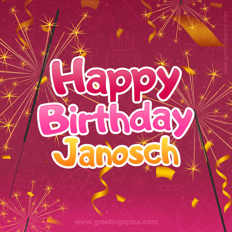 Happy Birthday Janosch Image with sparklers (square shape image)