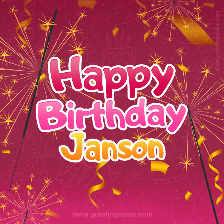 Happy Birthday Janson Image with sparklers (square shape image)