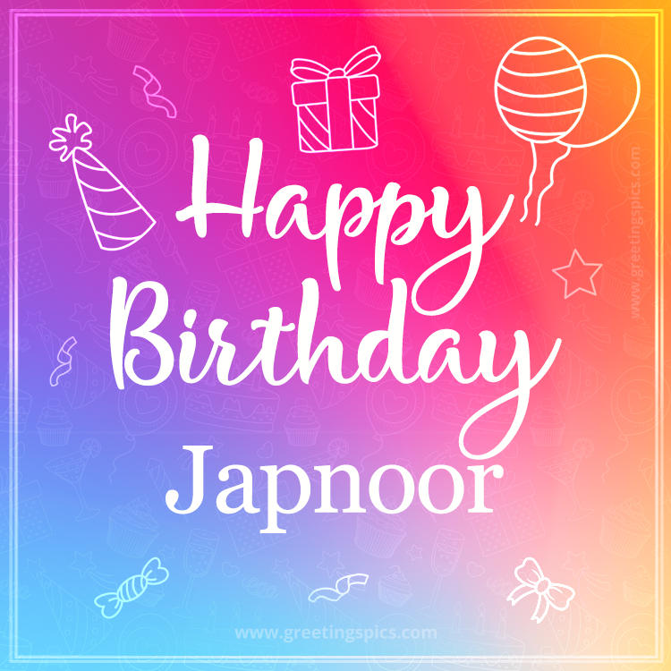 Colorful Happy Birthday Card For Japnoor (square shape image)