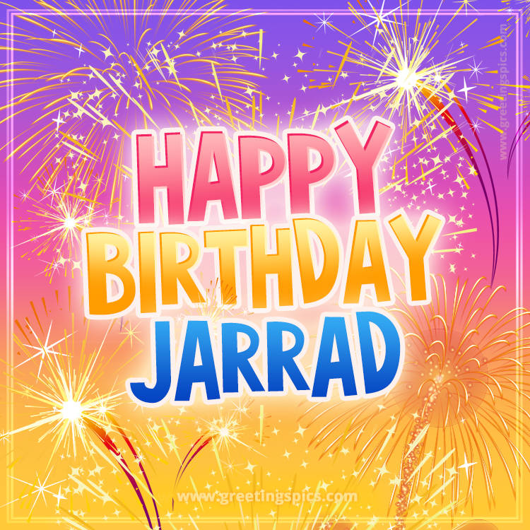 Happy Birthday Jarrad Picture with fireworks (square shape image)