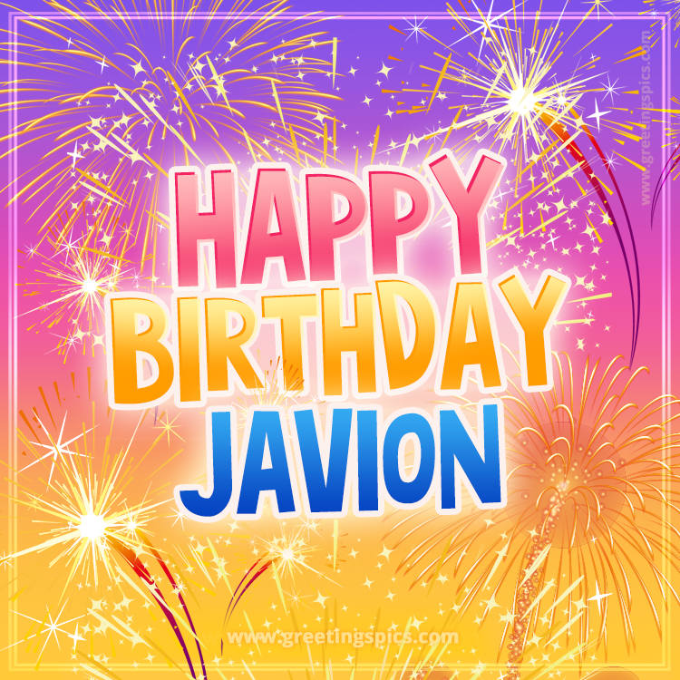 Happy Birthday Javion Picture with fireworks (square shape image)