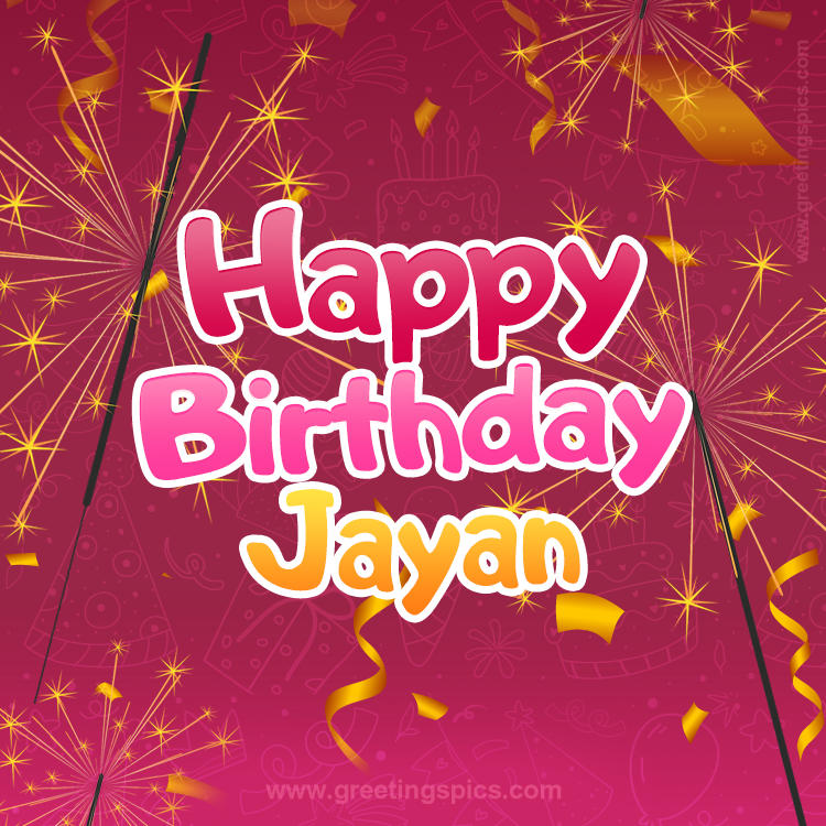 Happy Birthday Jayan Image with sparklers (square shape image)