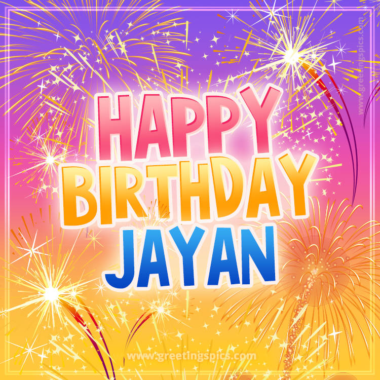 Happy Birthday Jayan Picture with fireworks (square shape image)