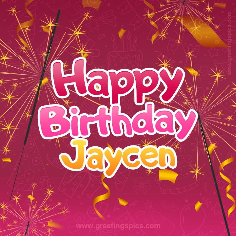 Happy Birthday Jaycen Image with sparklers (square shape image)