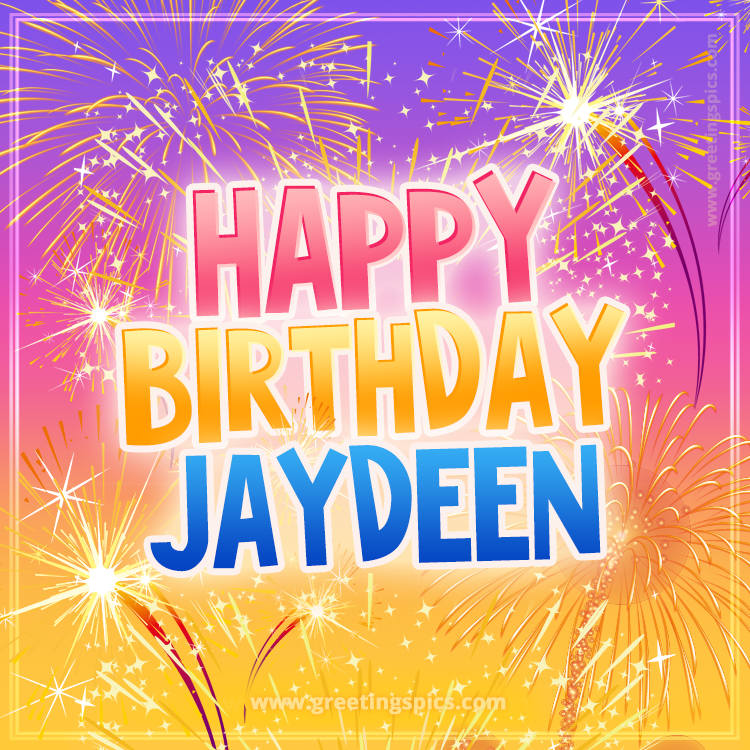 Happy Birthday Jaydeen Picture with fireworks (square shape image)