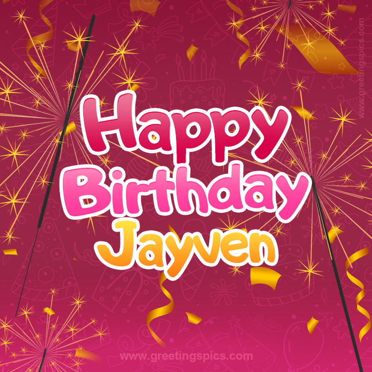 Happy Birthday Jayven Image with sparklers (square shape image)