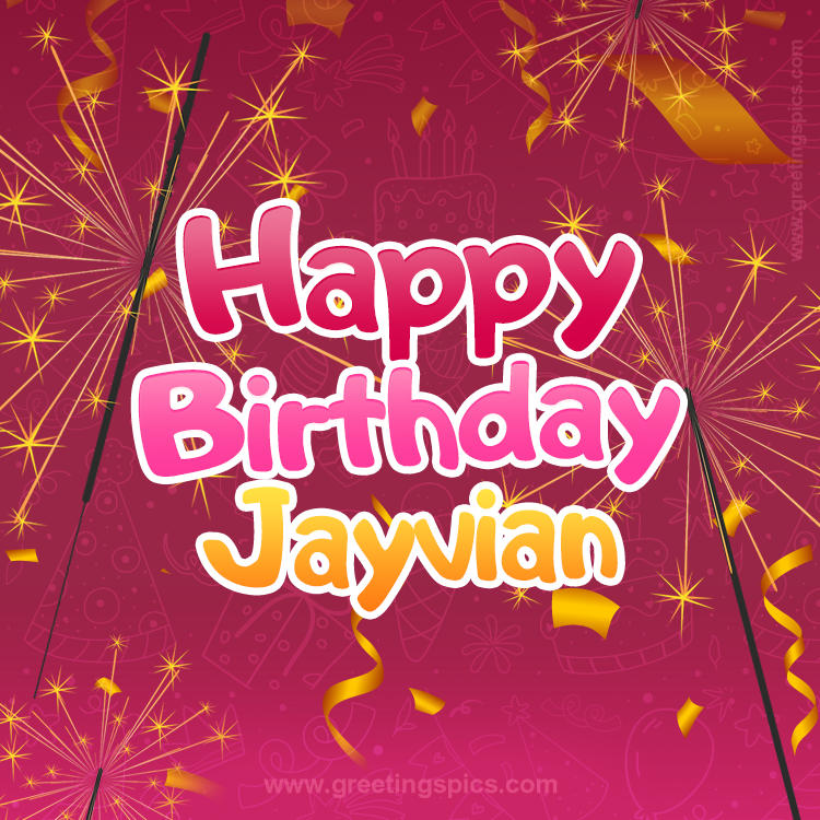 Happy Birthday Jayvian Image with sparklers (square shape image)