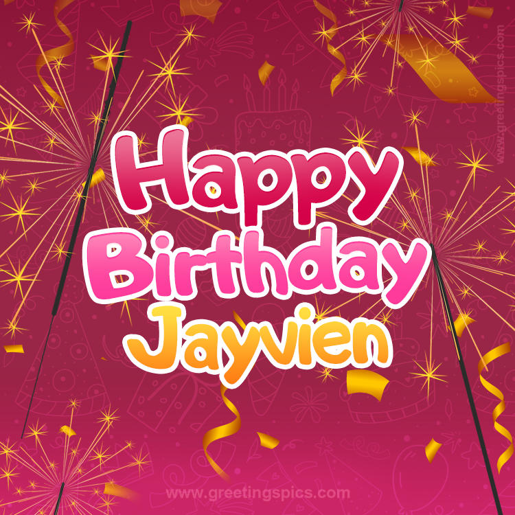 Happy Birthday Jayvien Image with sparklers (square shape image)