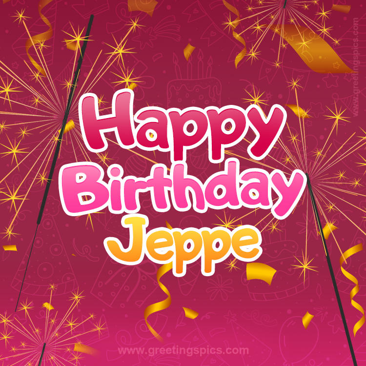 Happy Birthday Jeppe Image with sparklers (square shape image)