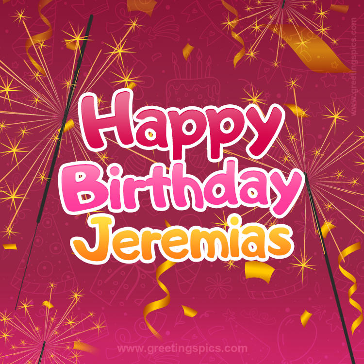 Happy Birthday Jeremias Image with sparklers (square shape image)