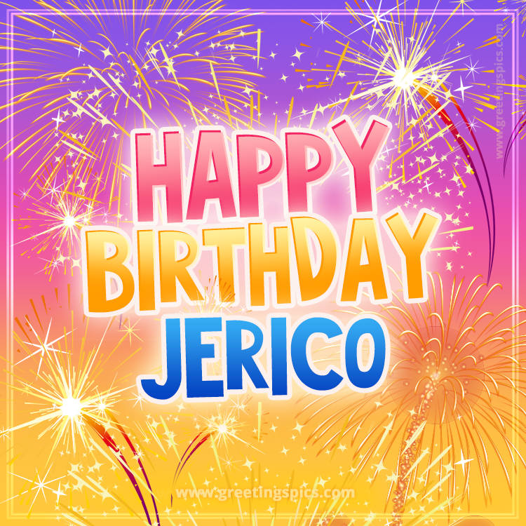 Happy Birthday Jerico Picture with fireworks (square shape image)