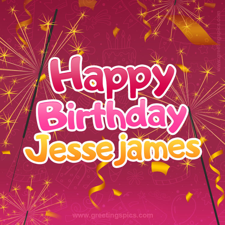 Happy Birthday Jessejames Image with sparklers (square shape image)