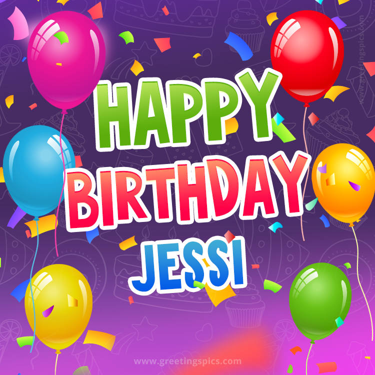 Happy Birthday Jessi Festive Greeting Card (square shape image)