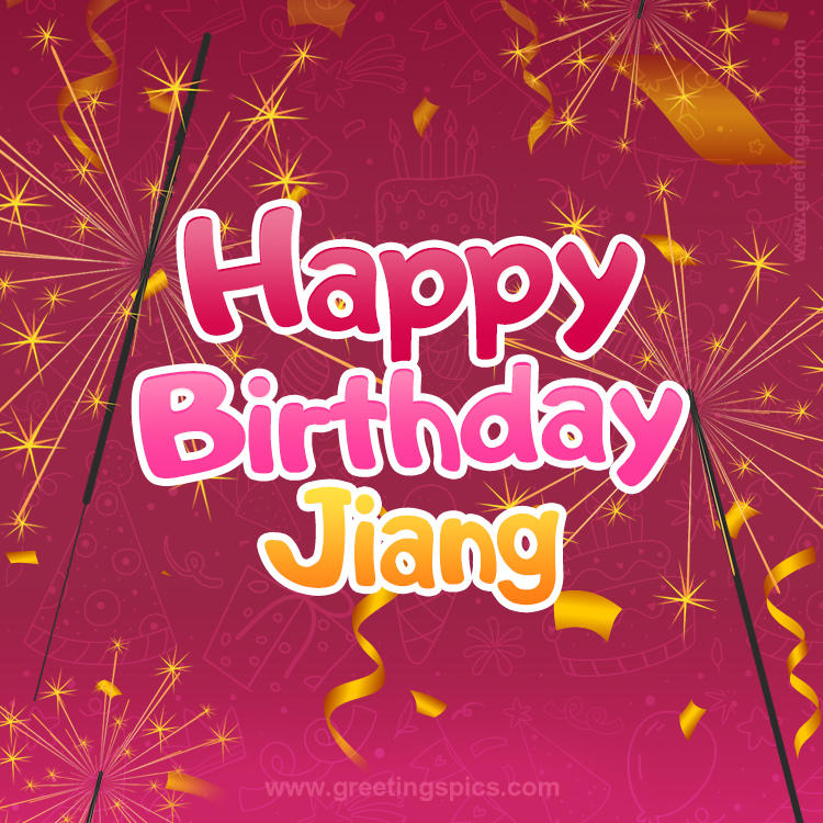 Happy Birthday Jiang Image with sparklers (square shape image)