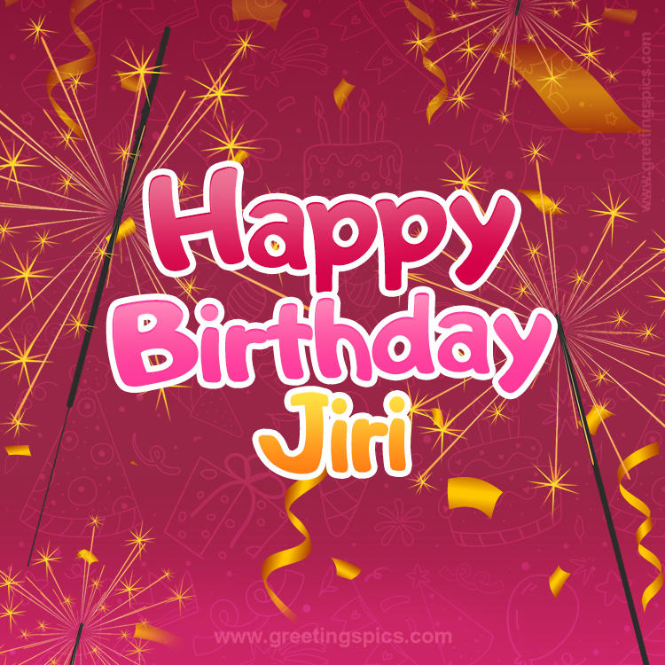 Happy Birthday Jiri Image with sparklers (square shape image)