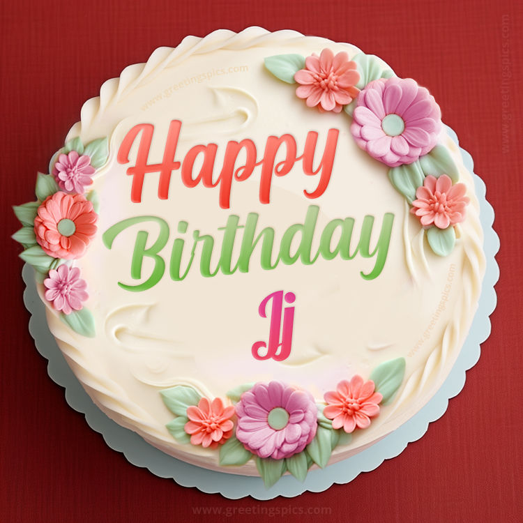 Happy Birthday Jj Cake Image With Name (square shape image)