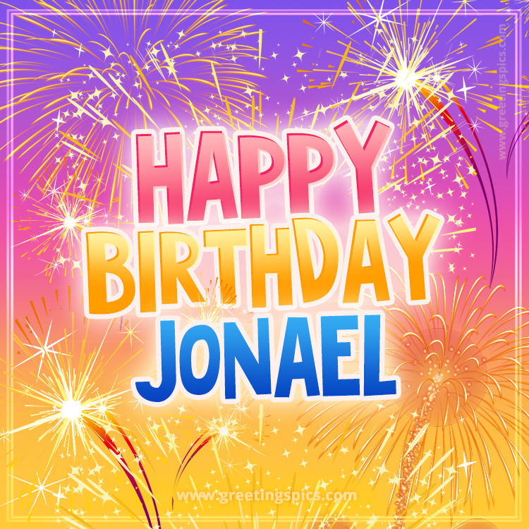 Happy Birthday Jonael Picture with fireworks (square shape image)