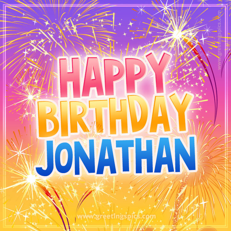 Happy Birthday Jonathan Picture with fireworks (square shape image)