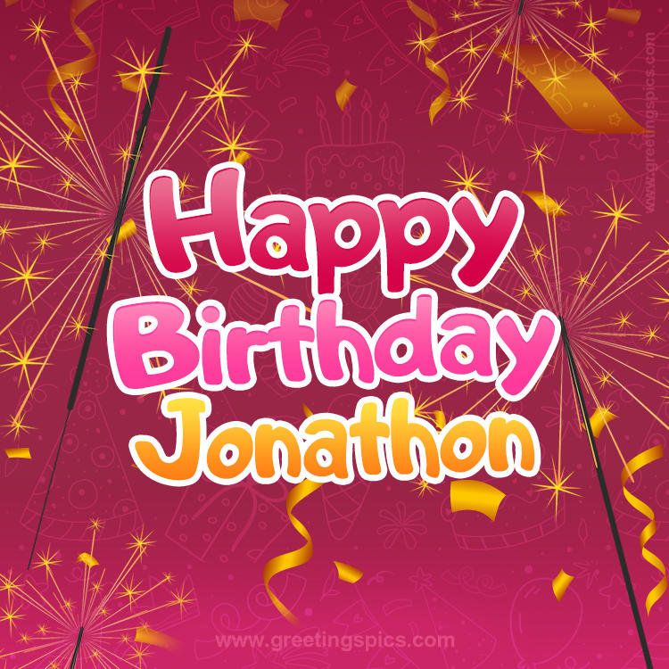 Happy Birthday Jonathon Image with sparklers (square shape image)