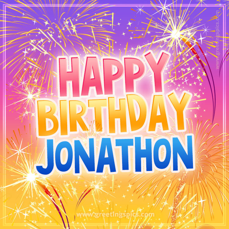 Happy Birthday Jonathon Picture with fireworks (square shape image)