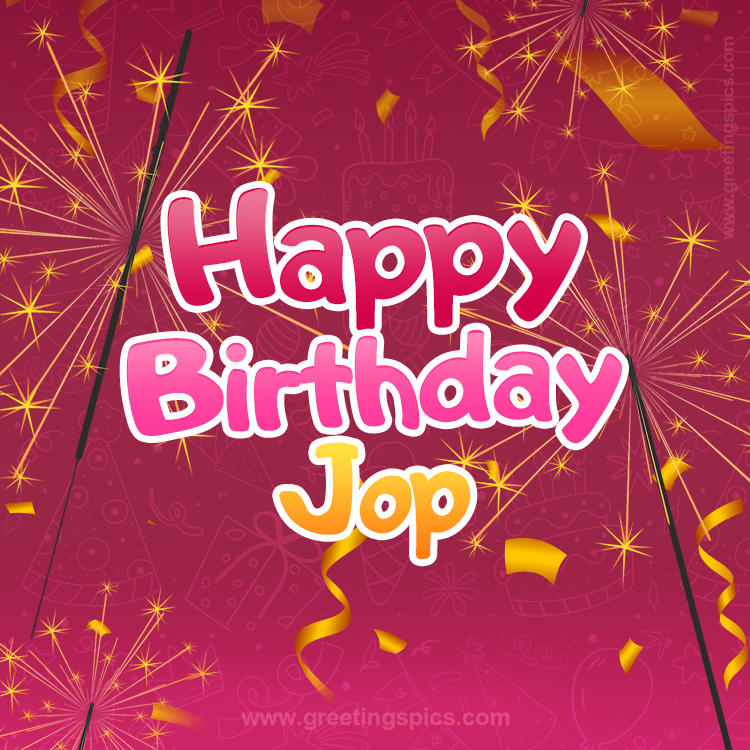 Happy Birthday Jop Image with sparklers (square shape image)