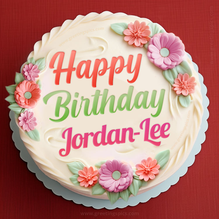 Happy Birthday Jordan-Lee Cake Image With Name (square shape image)