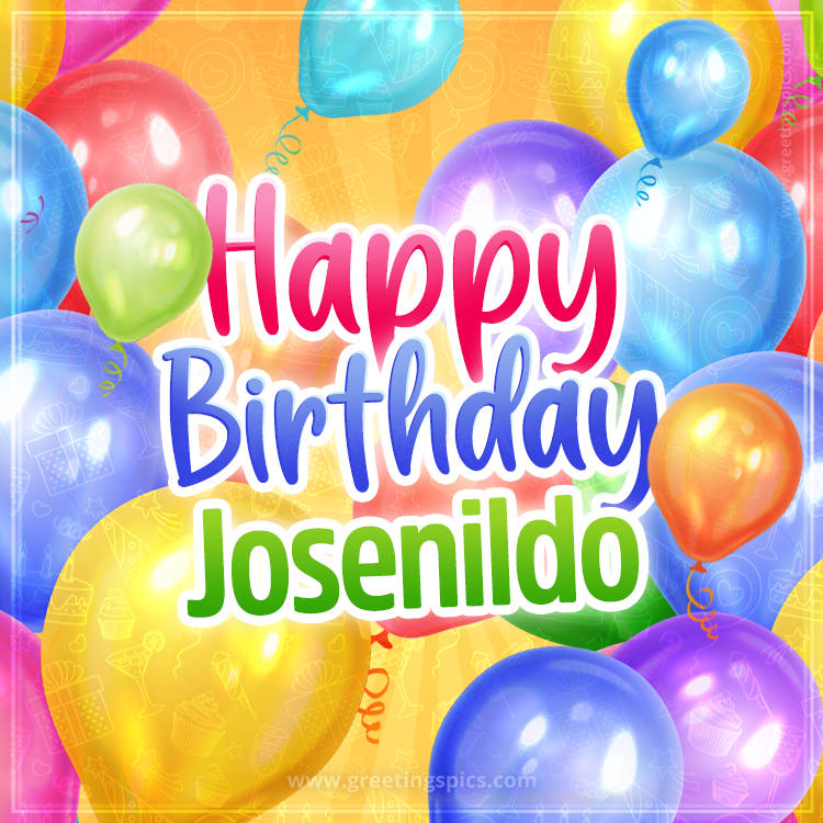 Happy Birthday Josenildo Image with colorful balloons (square shape image)