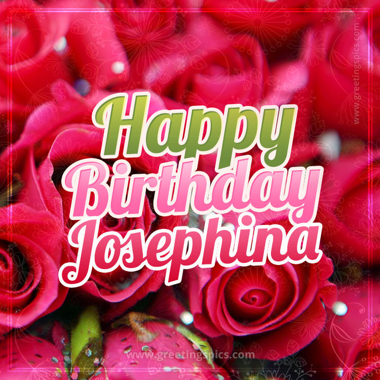 Happy Birthday Josephina beautiful Image with red roses (square shape image)