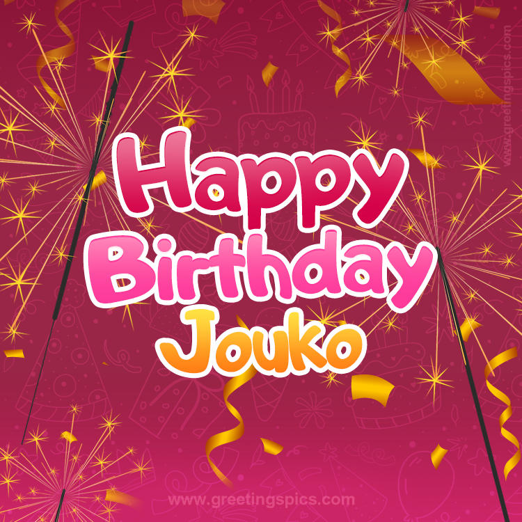 Happy Birthday Jouko Image with sparklers (square shape image)