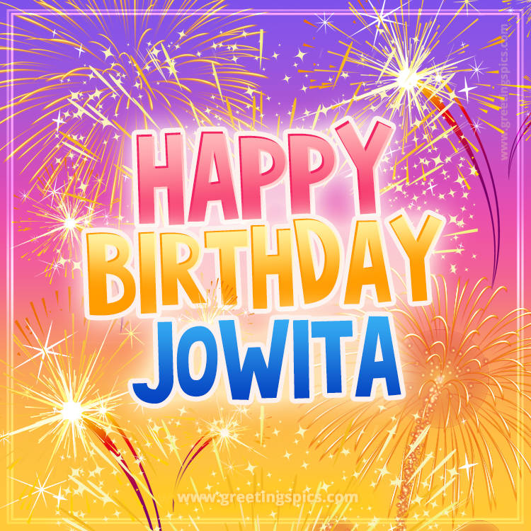 Happy Birthday Jowita Picture with fireworks (square shape image)