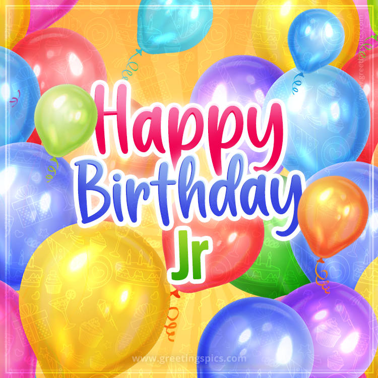 Happy Birthday Jr Image with colorful balloons (square shape image)