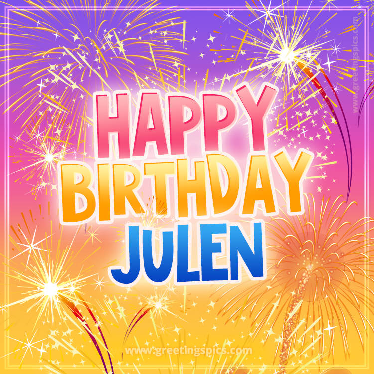 Happy Birthday Julen Picture with fireworks (square shape image)