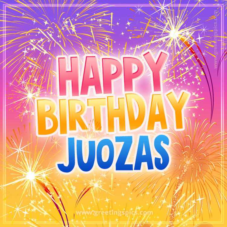 Happy Birthday Juozas Picture with fireworks (square shape image)