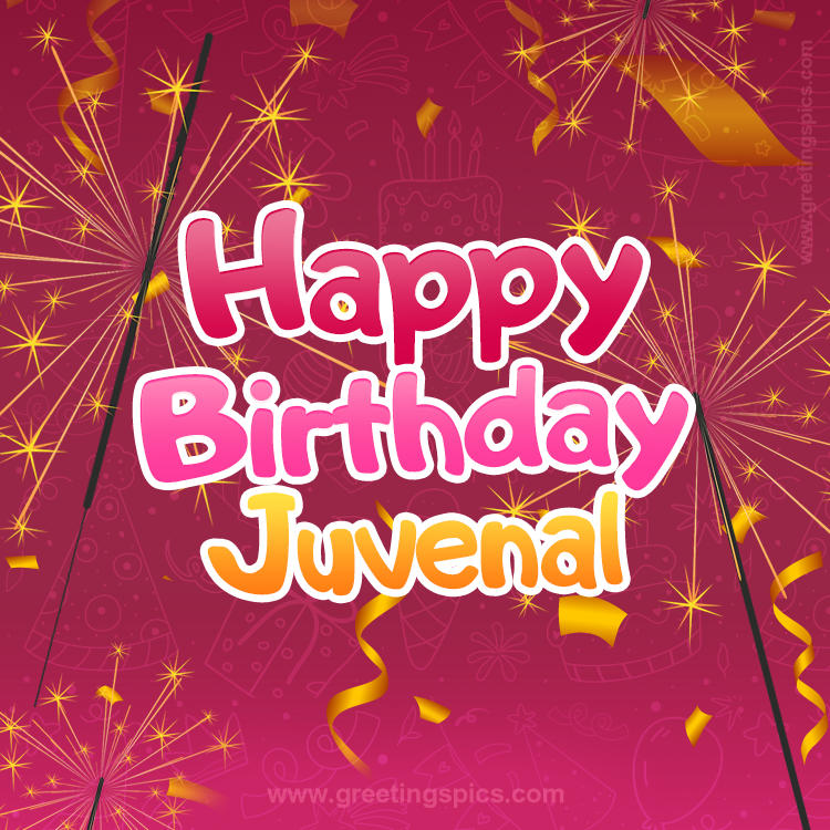 Happy Birthday Juvenal Image with sparklers (square shape image)